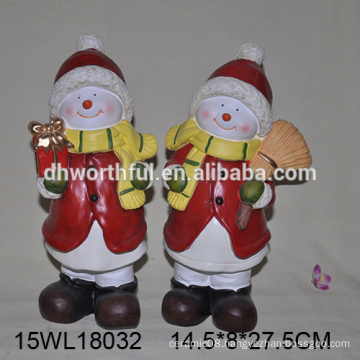 Fashionable ceramic christmas ornament ceramic snowman figurine